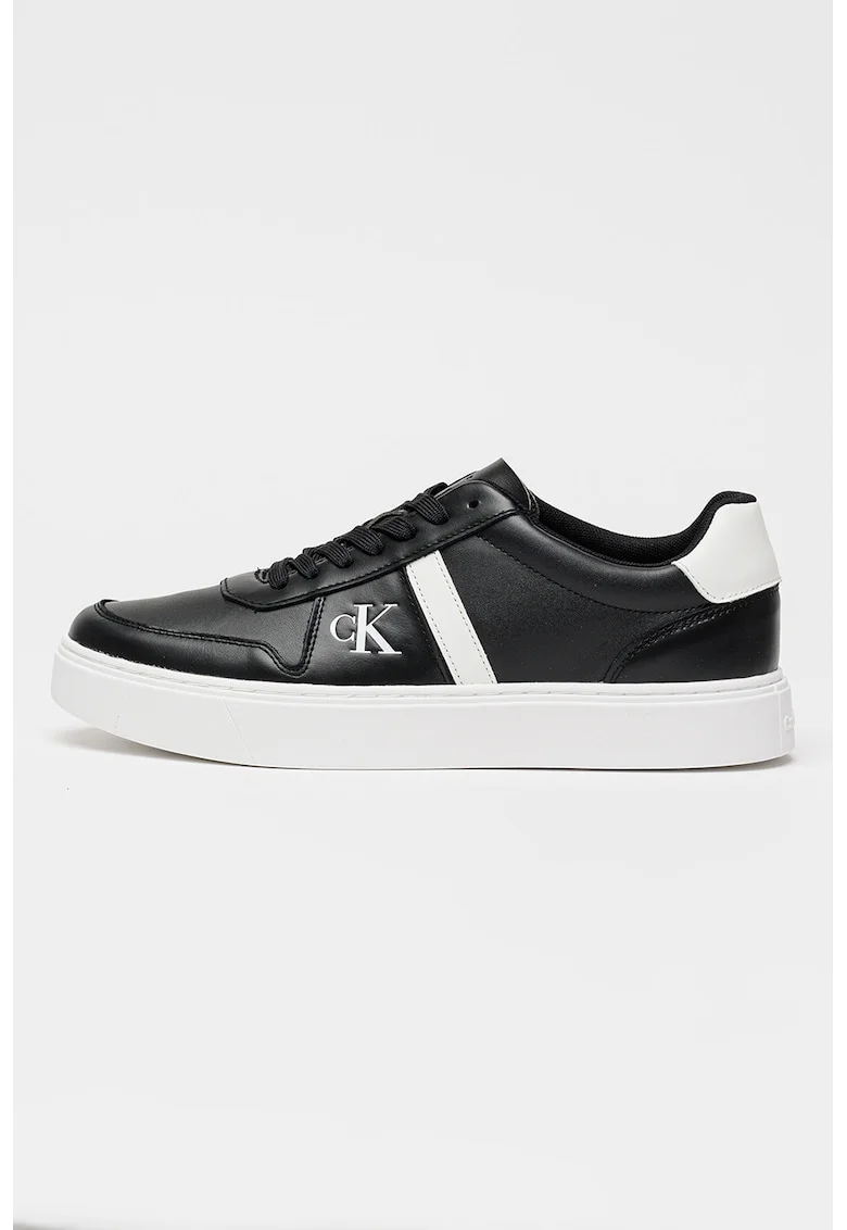 Pantofi sport din piele cu imprimeu logo lateral, Negru