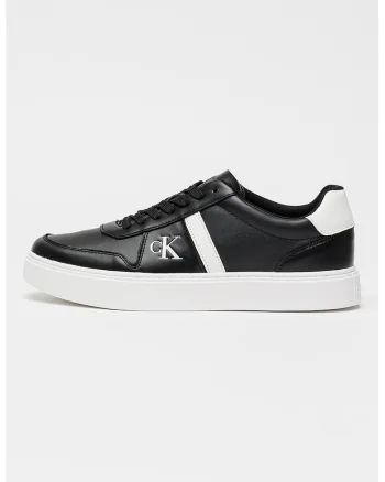 Pantofi sport din piele cu imprimeu logo lateral, Negru