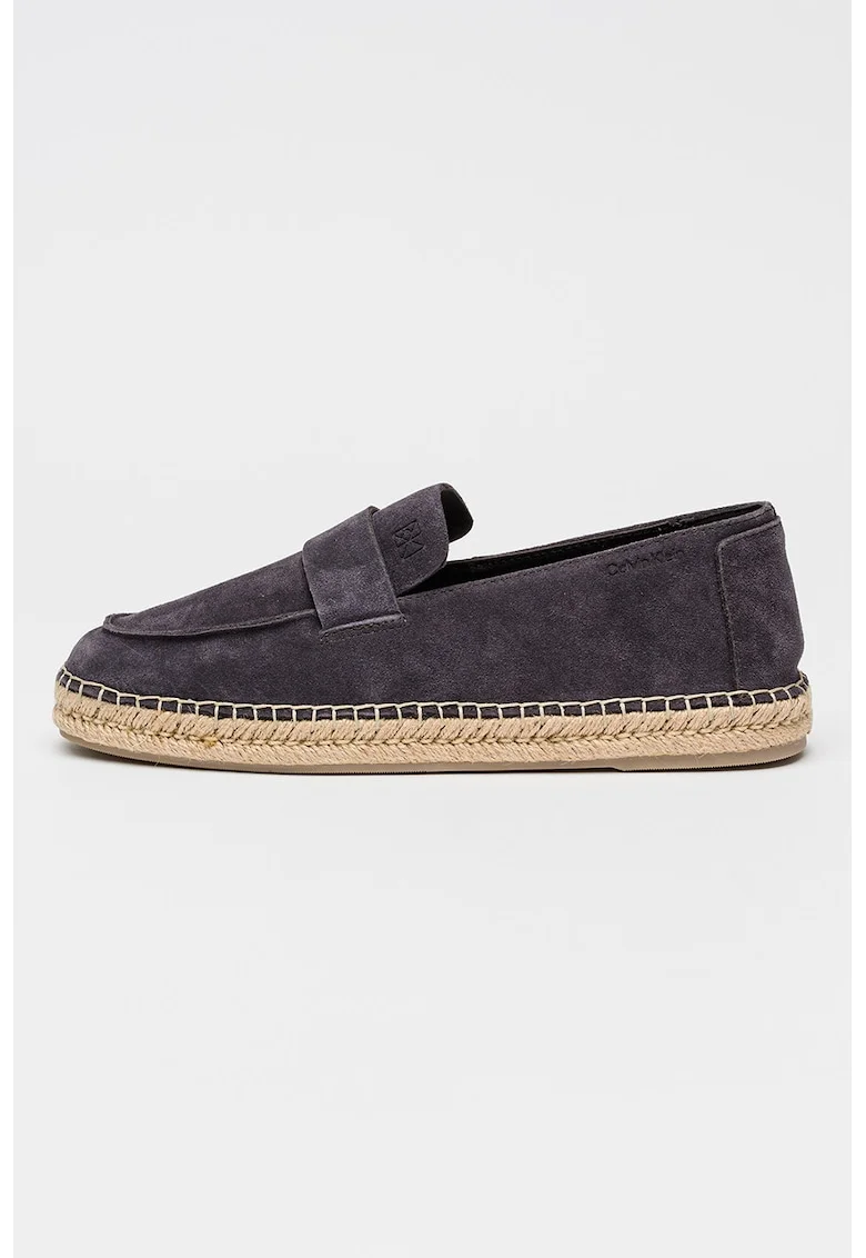 Pantofi loafer de piele intoarsa, Gri carbune