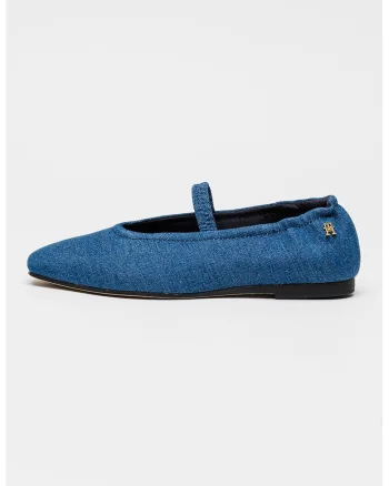 Balerini din denim cu bareta elastica, Albastru