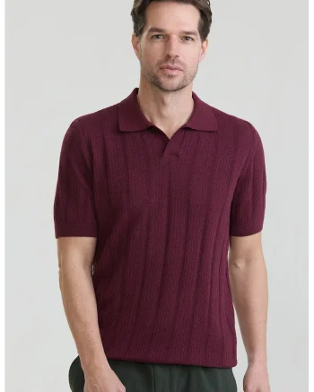 Tricou polo din bumbac, Visiniu