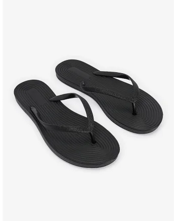 Papuci flip-flop cu aspect stralucitor, Negru