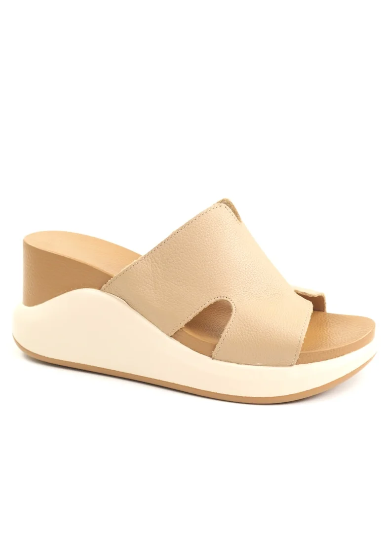 Papuci dama piele naturala 2555, Bej