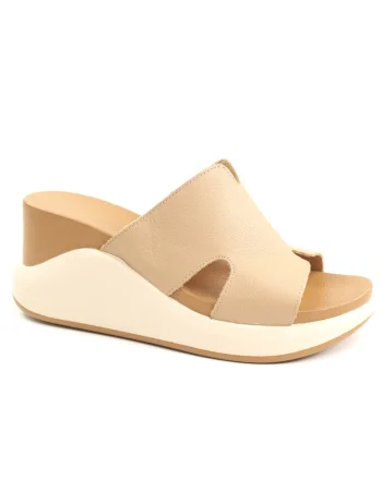 Papuci dama piele naturala 2555, Bej