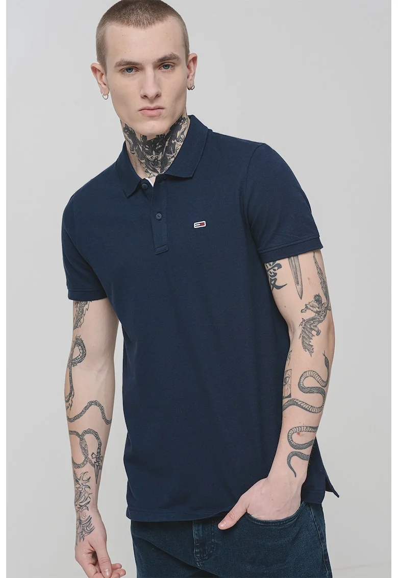 Tricou polo slim fit, Bleumarin