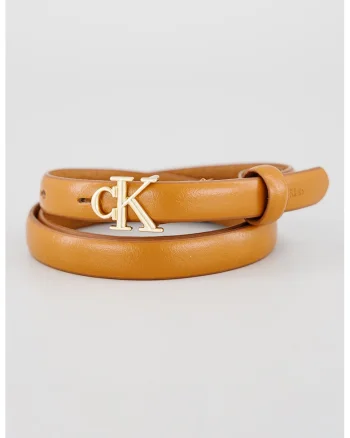Geanta skinny de piele cu logo, Caramel