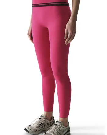 Colanti cu talie inalta si garnitura striata in talie, Roz aprins, Deep Purple,