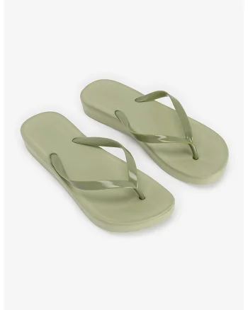 Papuci flip-flop cu model uni, Verde masliniu pal,