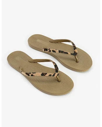 Papuci flip-flop cu animal print, Maro inchis, Maro nisip,