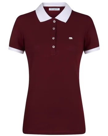 Tricou polo din amestec de bumbac, Alb/Visiniu