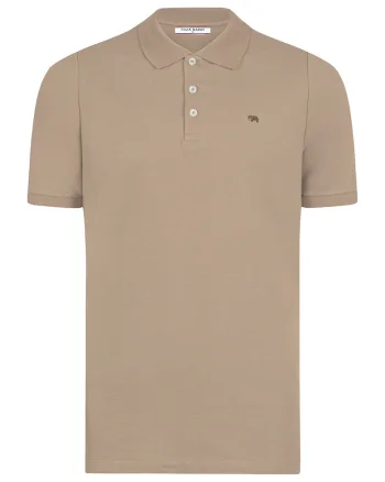 Tricou cu guler polo si model uni, Bej