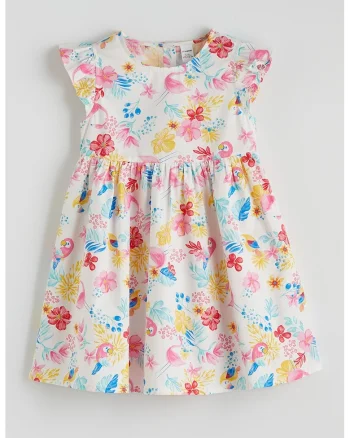 Rochie evazata cu maneci tip aripioara, Multicolor