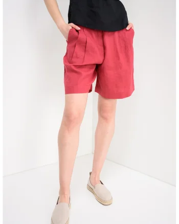 Bermude relaxed fit din in, Rosu capsuna
