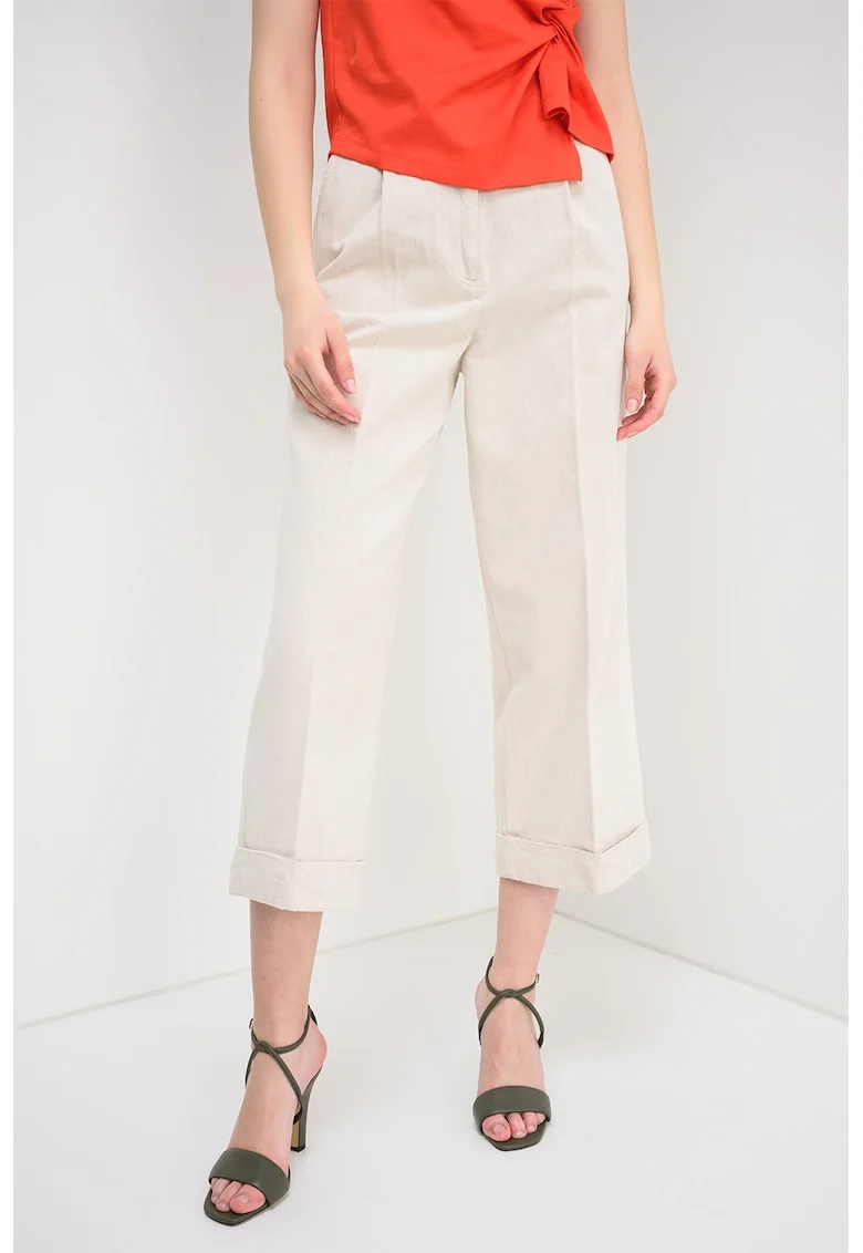 Pantaloni capri cu pensa, Bej deschis