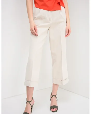 Pantaloni capri cu pensa, Bej deschis