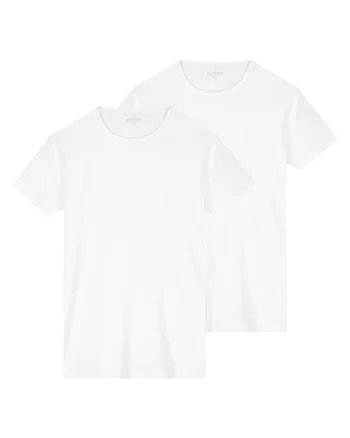 Set de tricouri cu decolteu rotund - 2 piese, Alb