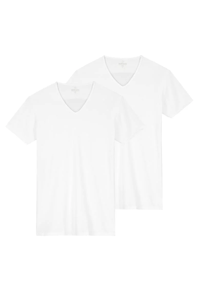 , Set de tricouri slim fit cu decolteu in V Eastwood - 2 piese, Alb