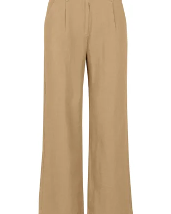 Pantaloni dama din in si viscoza, croiala dreapta, Comfort Fit, buzunare frontale,  R-Gitta, bej,