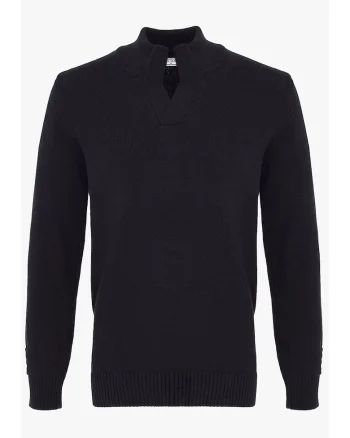 Pulover din bumbac cu model uni, Negru