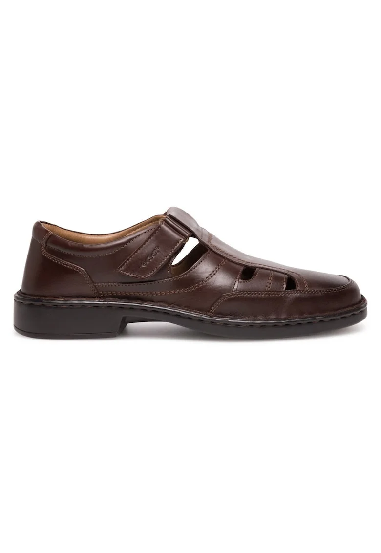 Sandale barbatesti,  piele naturala, inchidere velcro, maro, Maro