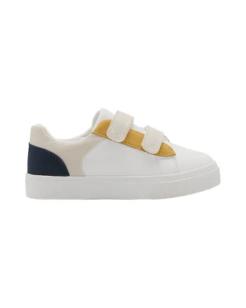 Pantofi sport cu model colorblock, Alb/Galben sofran