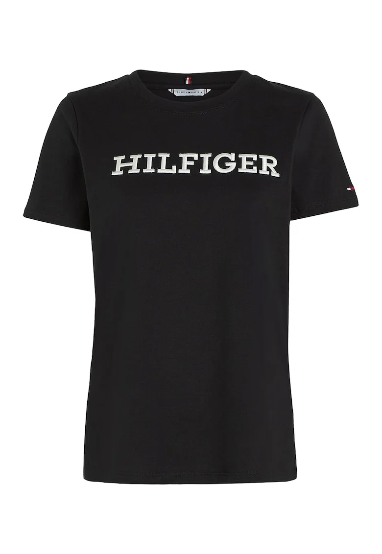 Tricou cu logo brodat, Negru