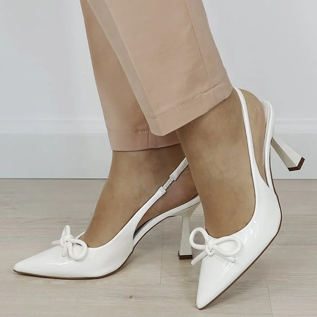 Pantofi albi de lac cu fundita BYJ9881 01