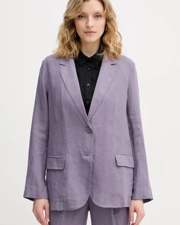 United Colors of Benetton sacou cu un singur rând de nasturi pentru femei, din in