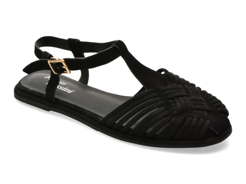 Sandale FLAVIA PASSINI negre, A397, din material textil si piele naturala