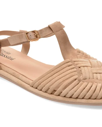 Sandale FLAVIA PASSINI bej, A397, din material textil si piele naturala