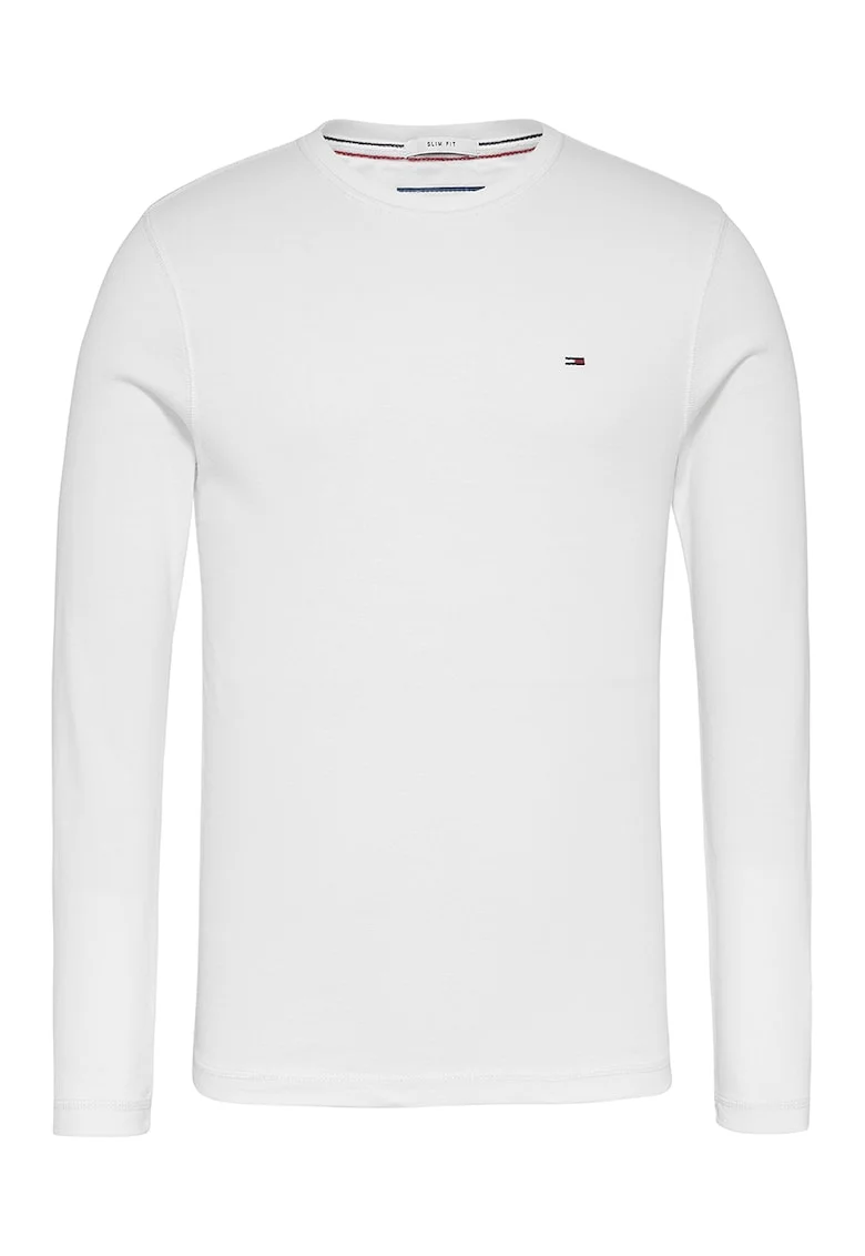 Bluza slim fit de bumbac organic, Alb