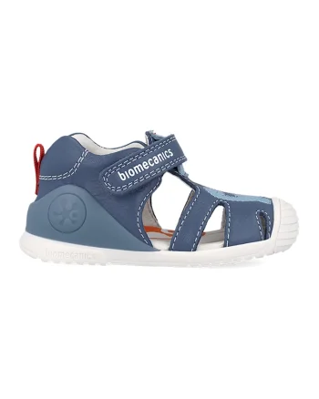Sandale din piele cu velcro, Albastru inchis/Rosu inchis/Crem