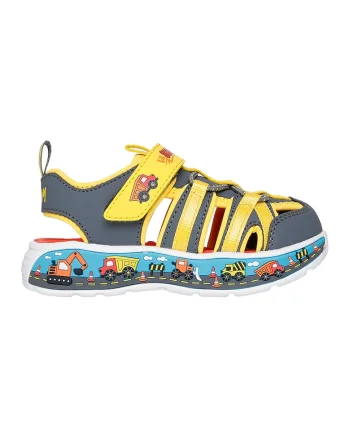 Sandale Play Scene Splash de piele ecologica cu velcro, Galben sofran/Gri inchis