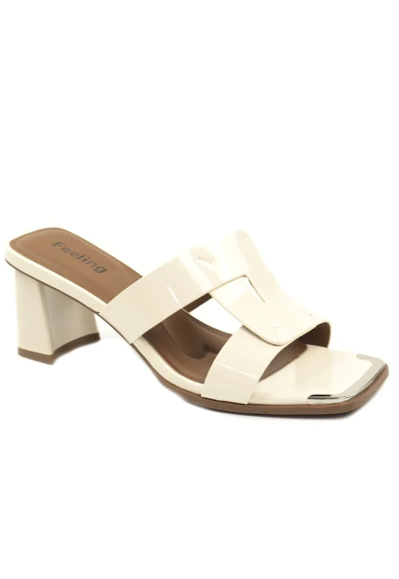 Papuci dama piele naturala 31099, Bej