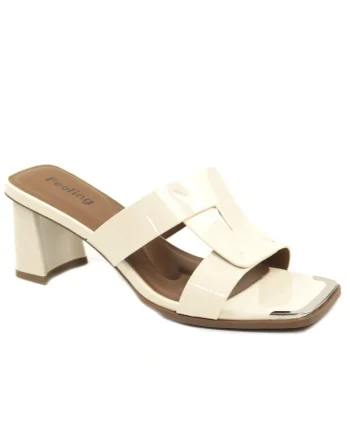 Papuci dama piele naturala 31099, Bej