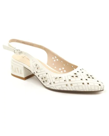 Pantofi dama decupati piele naturala D106 QH3A236 GW1068V, Alb