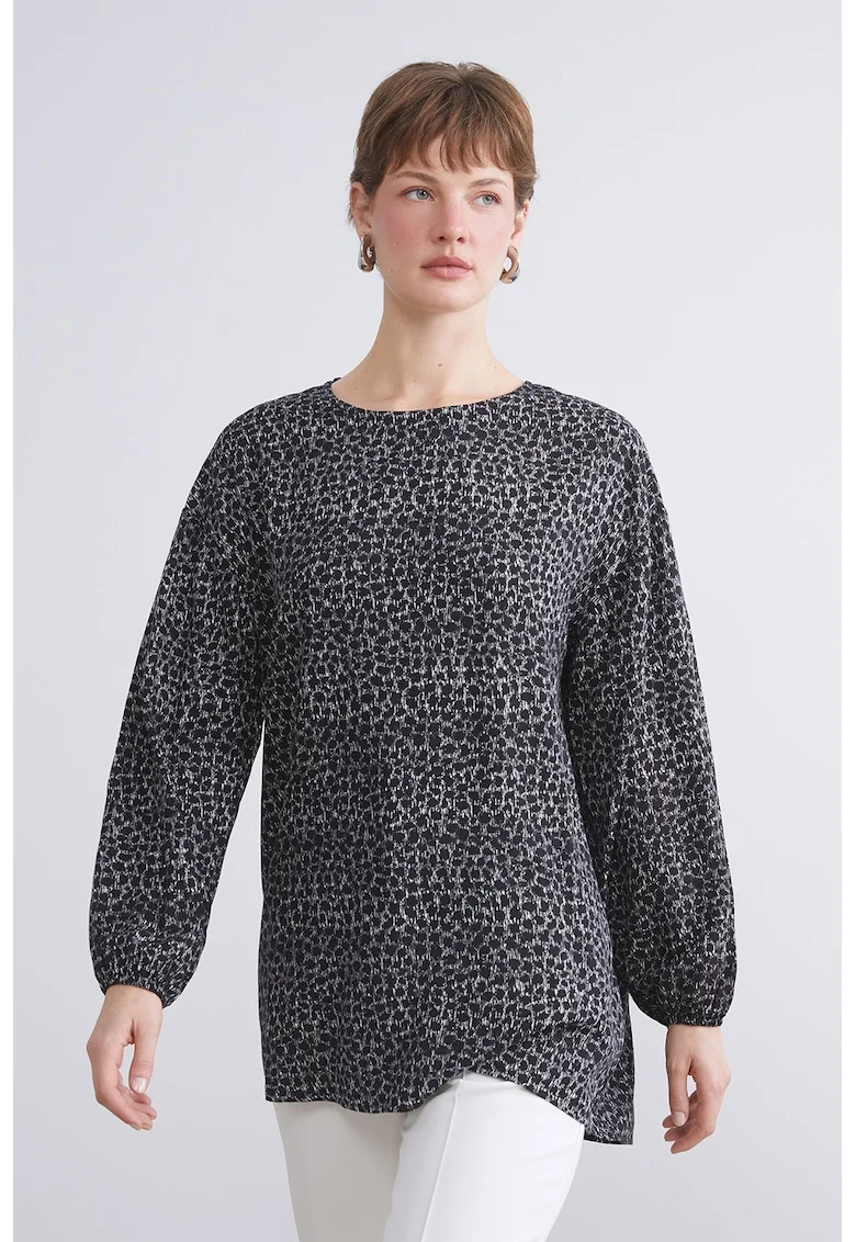 Bluza cu decolteu rotund, Negru