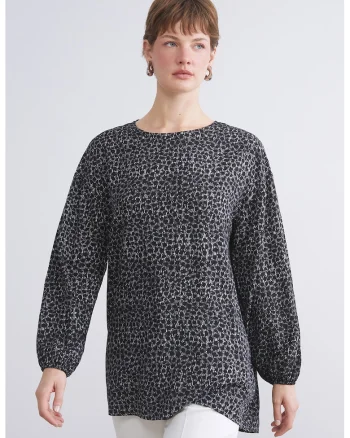 Bluza cu decolteu rotund, Negru