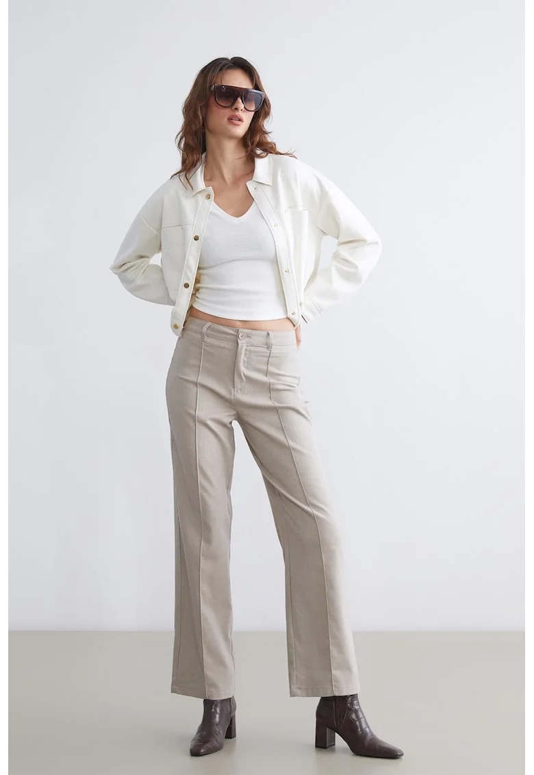 Pantaloni slim-fit cu talie medie Vision, Maro taupe deschis
