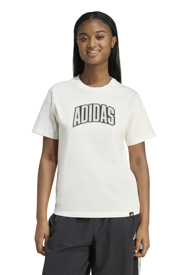 Tricou regular fit cu logo, Alb fildes/Gri antracit