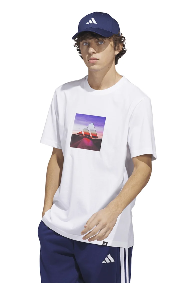 Tricou cu imprimeu foto, Alb/Violet