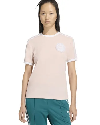Tricou cu decolteu la baza gatului si detalii contrastante, Alb/Piersica