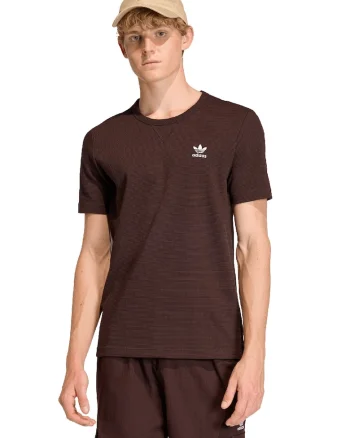 Tricou texturat cu logo brodat, Maro inchis