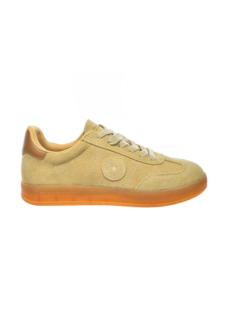 Pantofi sport din piele intoarsa cu model uni, Maro/Bej