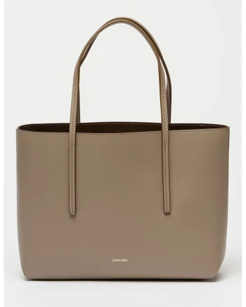Geanta shopper de piele ecologica cu etui detasabil, Maro taupe