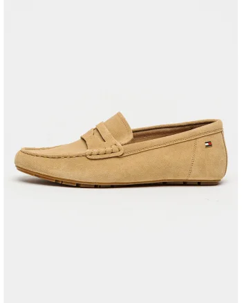 Pantofi loafer de piele intoarsa, Maro nisip