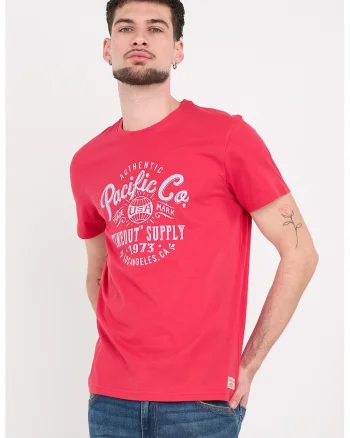 Tricou din bumbac cu imprimeu logo, Alb/Roz zmeuriu