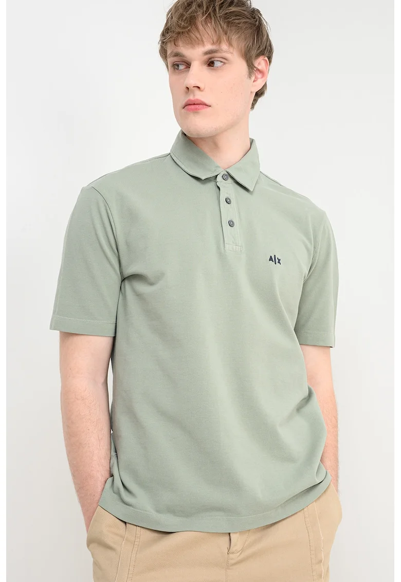 Tricou polo cu detaliu logo, Verde aquamarin