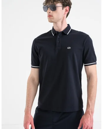Tricou polo slim fit cu garnituri contrastante, Albastru ultramarin