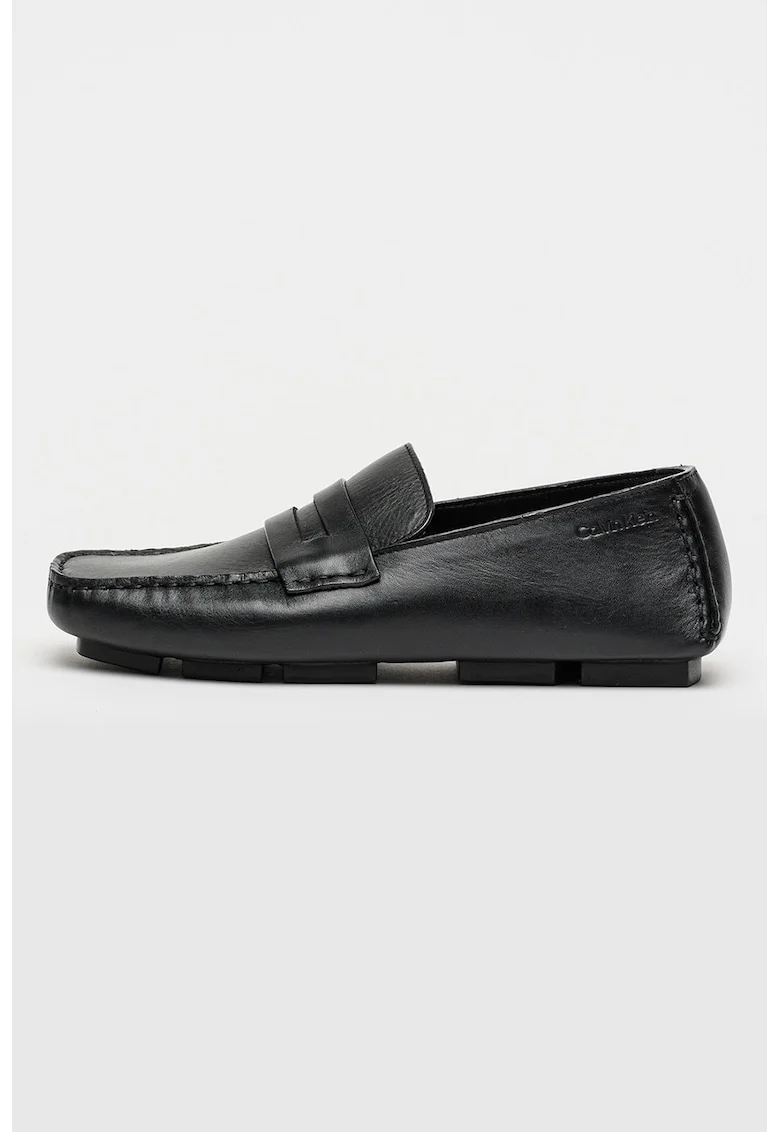 Pantofi loafer din piele cu varf patrat Driver, Negru